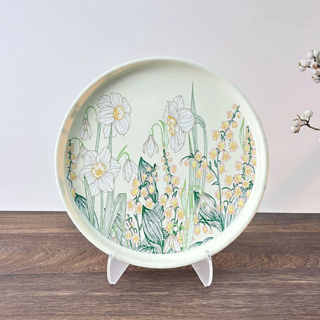 Keramikschale mit Blumenmotiv, 13-14 cm, elegant