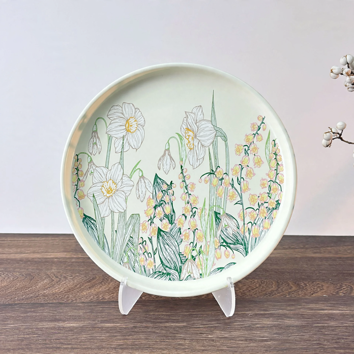 Keramikschale mit Blumenmotiv, 13-14 cm, elegant