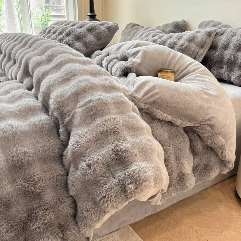 Winter-Bettwäsche-Set aus verdicktem Milchfaser-Fleece
