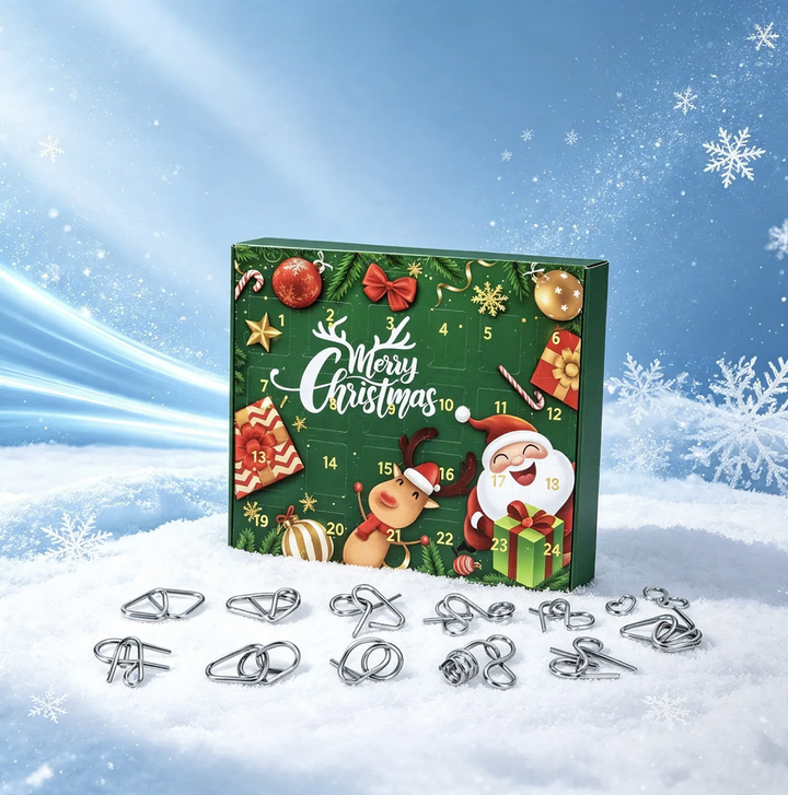 Adventskalender mit 24 Metall-Geduldsspielen