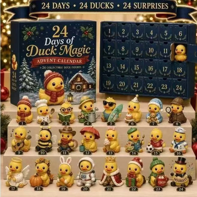 Weihnachts-Adventskalender mit 24 Enten-Figuren