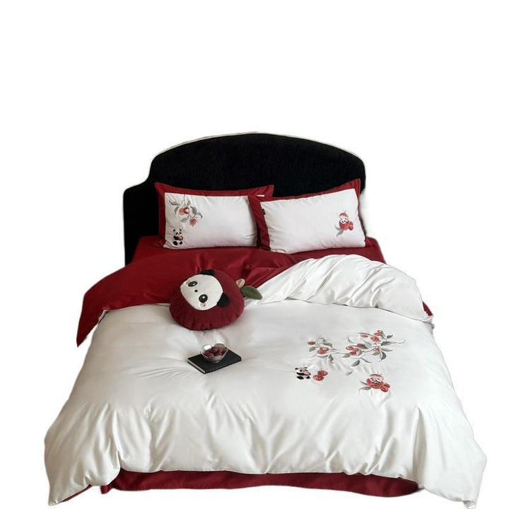 Bettwäsche-Set aus Langstapelbaumwolle mit Stickerei