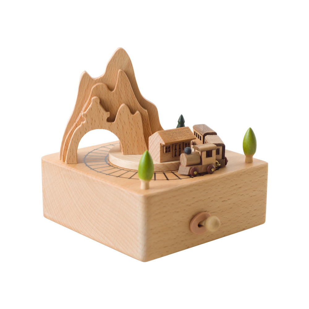 Buchenholz Spieluhr, europäischer Stil, 11 cm Sockel
