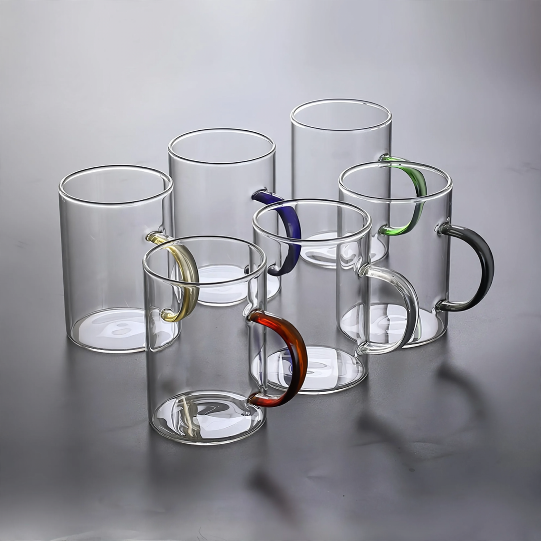 Borosilikat-Glas-Becher mit Holzgriff, 360 ml