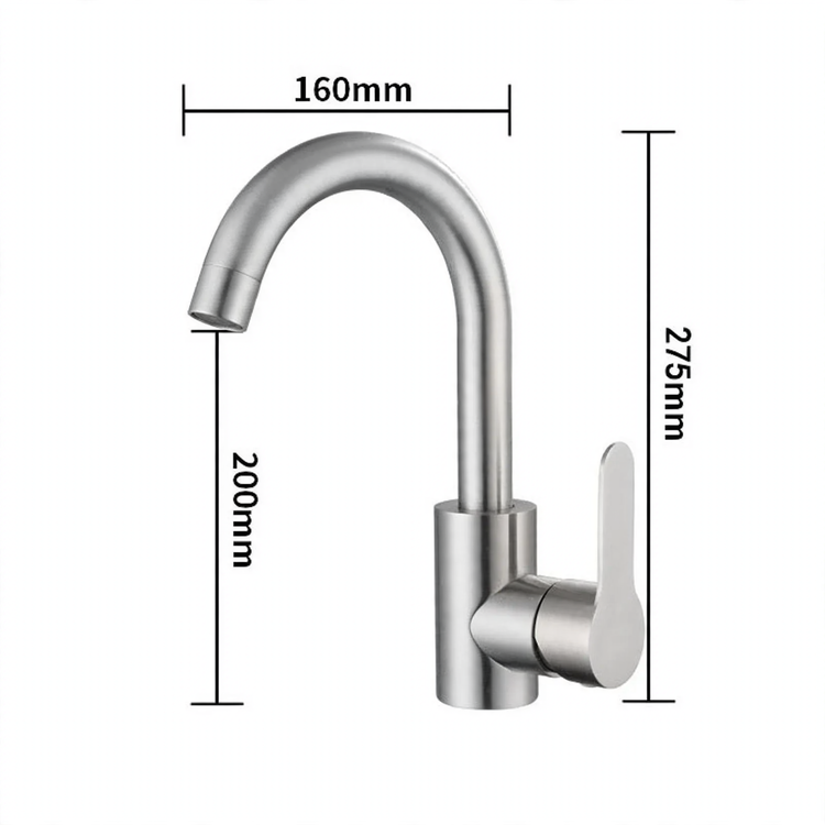 Edelstahl-Wasserhahn für Küche, Misch- oder Kaltwasser