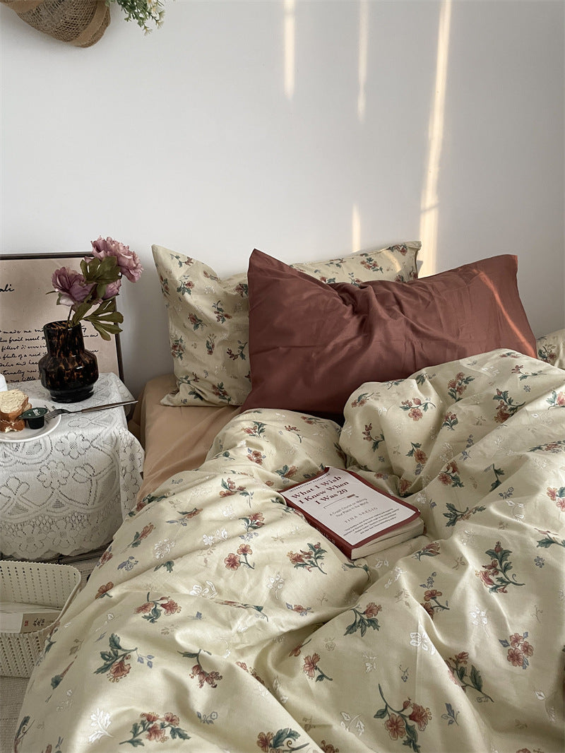 Bettwäsche-Set aus Baumwolle, Blumenmuster