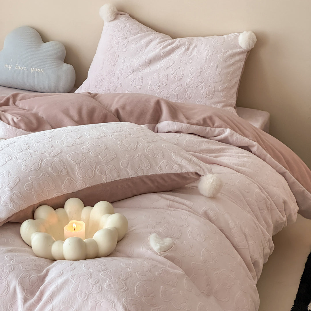 Flauschiges Bettwäsche-Set aus Kunst-Kaninchenfell