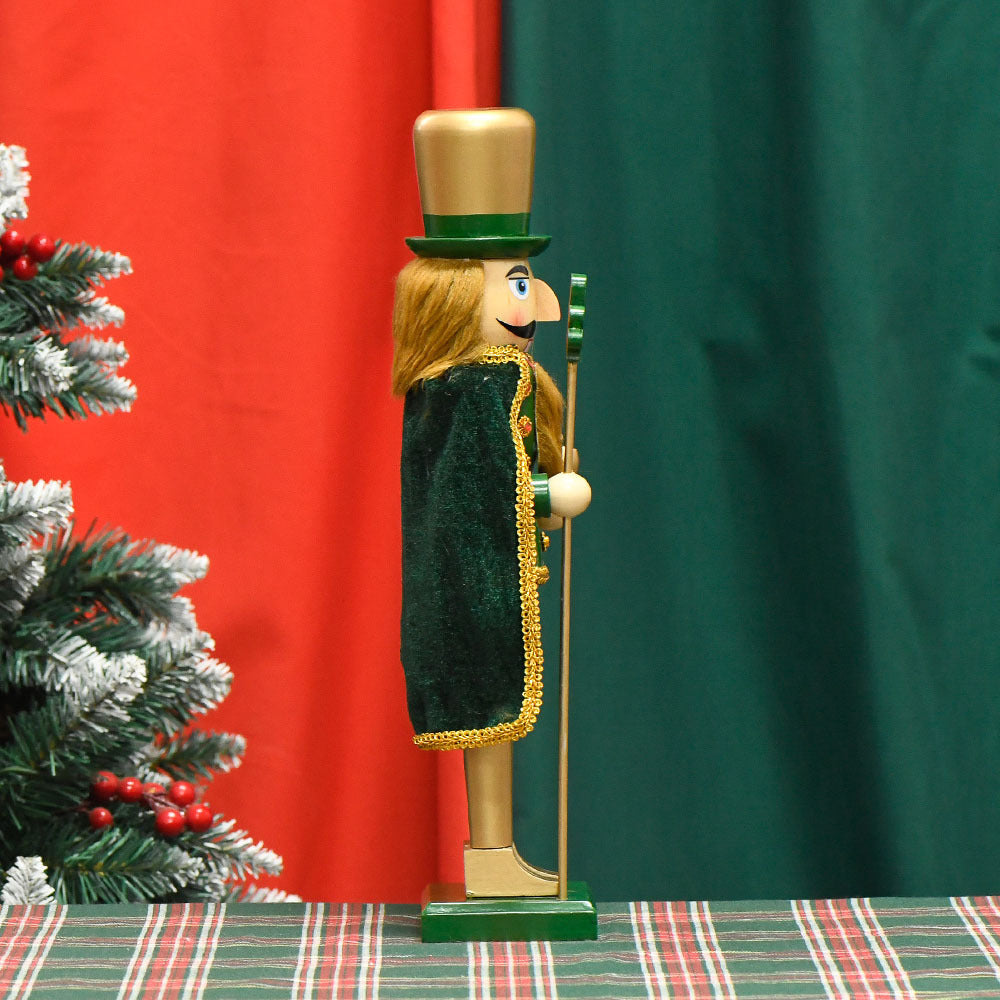 Nussknacker-Figur, 38 cm, Gold-Grün, Irisches Design