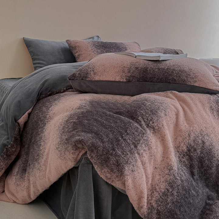 Winter-Bettwäsche-Set, Milchfaser-Fleece, geometrisches Muster