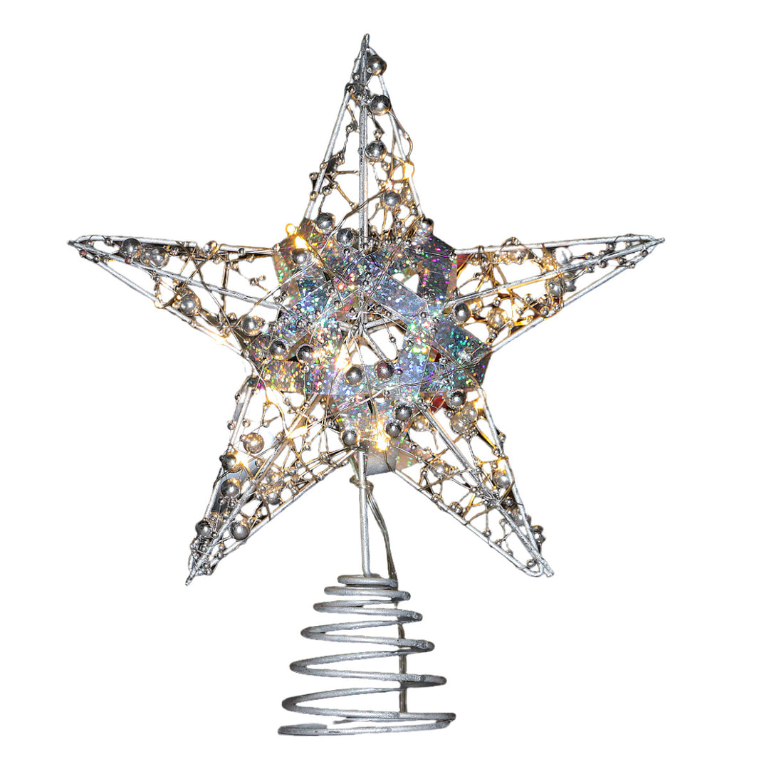 Weihnachtsbaum-Sternaufsatz aus Eisen, beleuchtet
