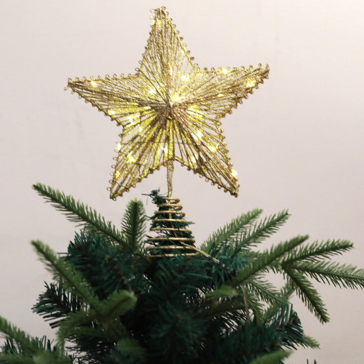 Weihnachtsbaum-Spitzenstern aus Eisen, mit Beleuchtung