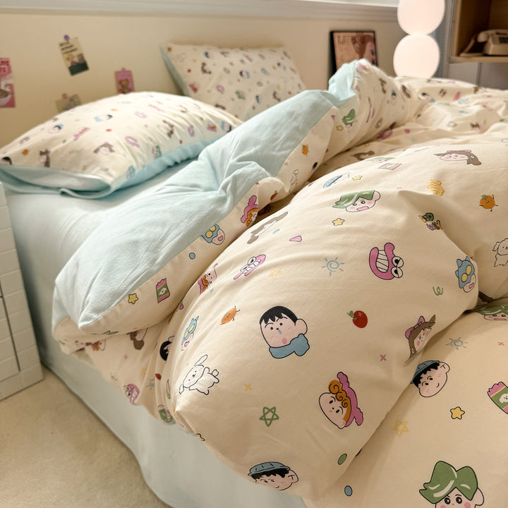 Bettwäsche-Set aus Milchfaser-Fleece, florales Design