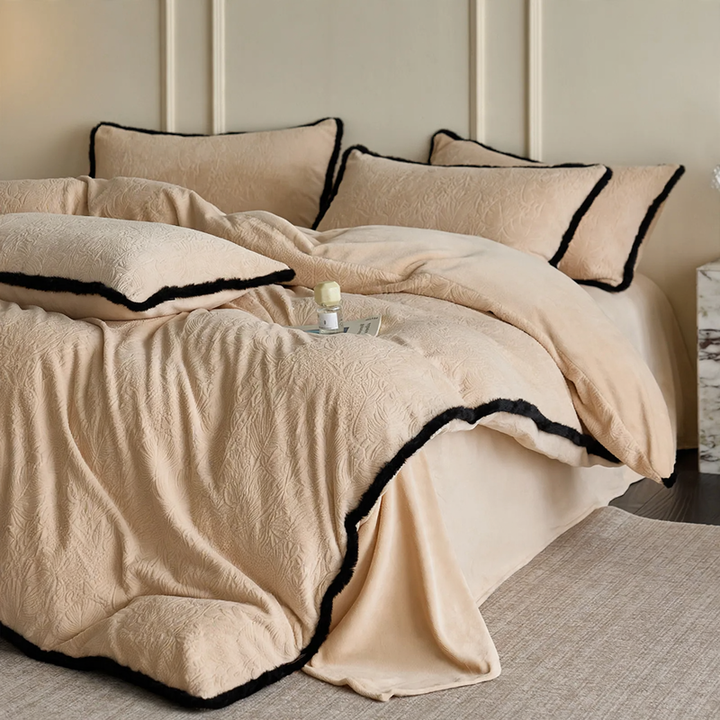 Fleece-Bettwäsche, 4-teilig, Blütenmuster, Winter