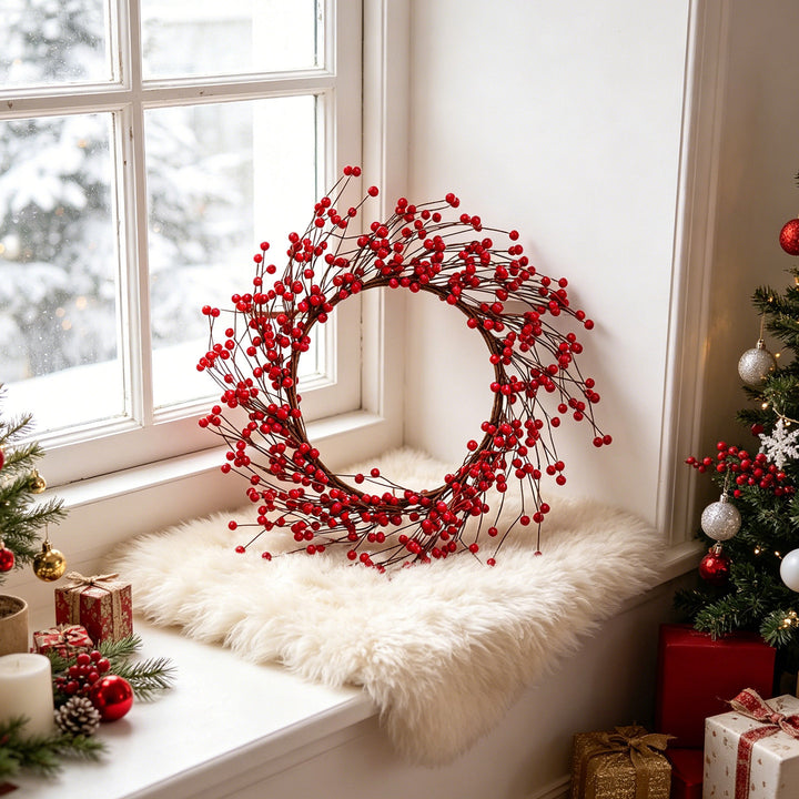 Weihnachtskranz mit roten Beeren