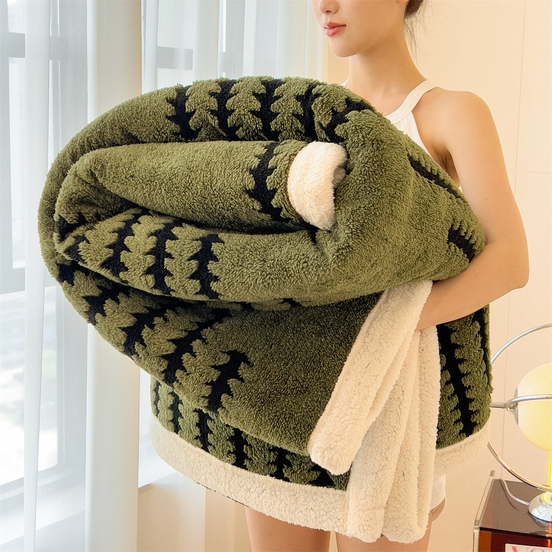 Milchfaser-Fleece Wohndecke, geometrisches Muster, verschiedene Größen