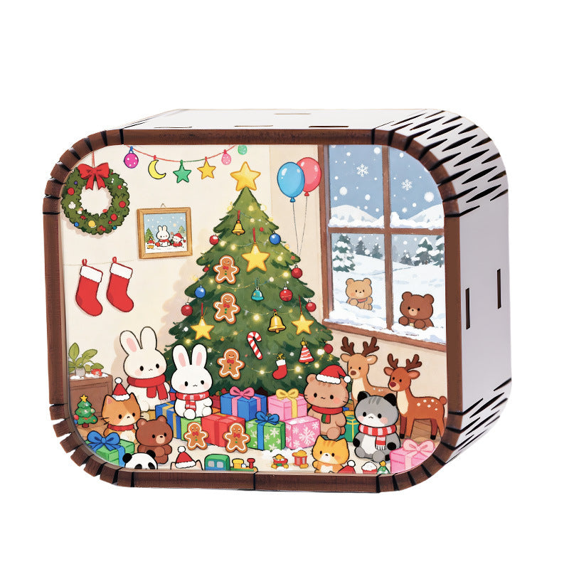 Miniatur-Spieluhr aus Holz, Weihnachts-Edition