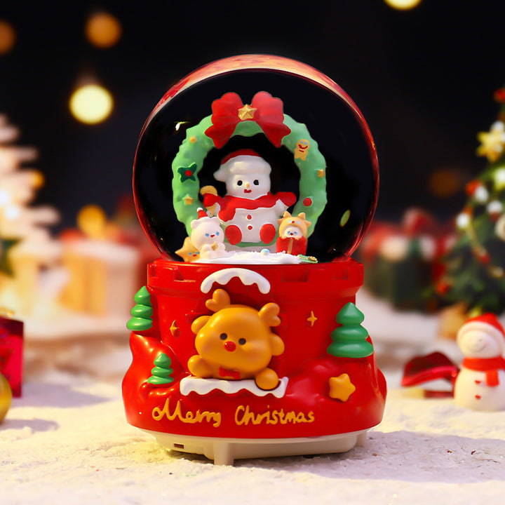 Weihnachts-Spieluhr mit Glaskugel und Lichteffekten