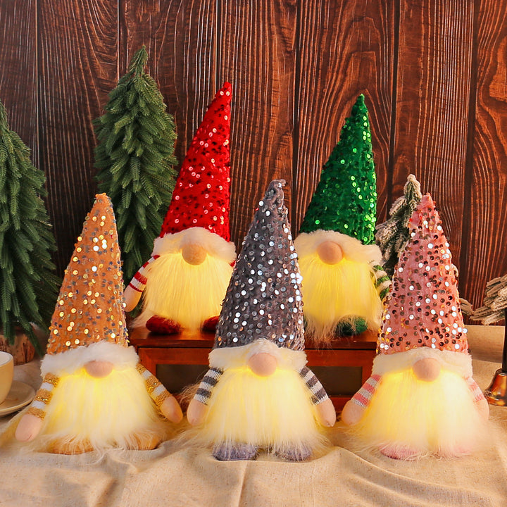 Beleuchtete Weihnachts-Wichtelfigur mit Pailletten