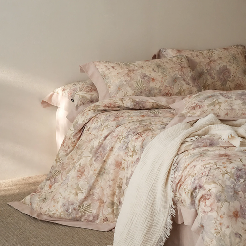 Bettwäsche-Set Baumwolle-Leinen, 4-teilig, Blumenmuster, Vintage