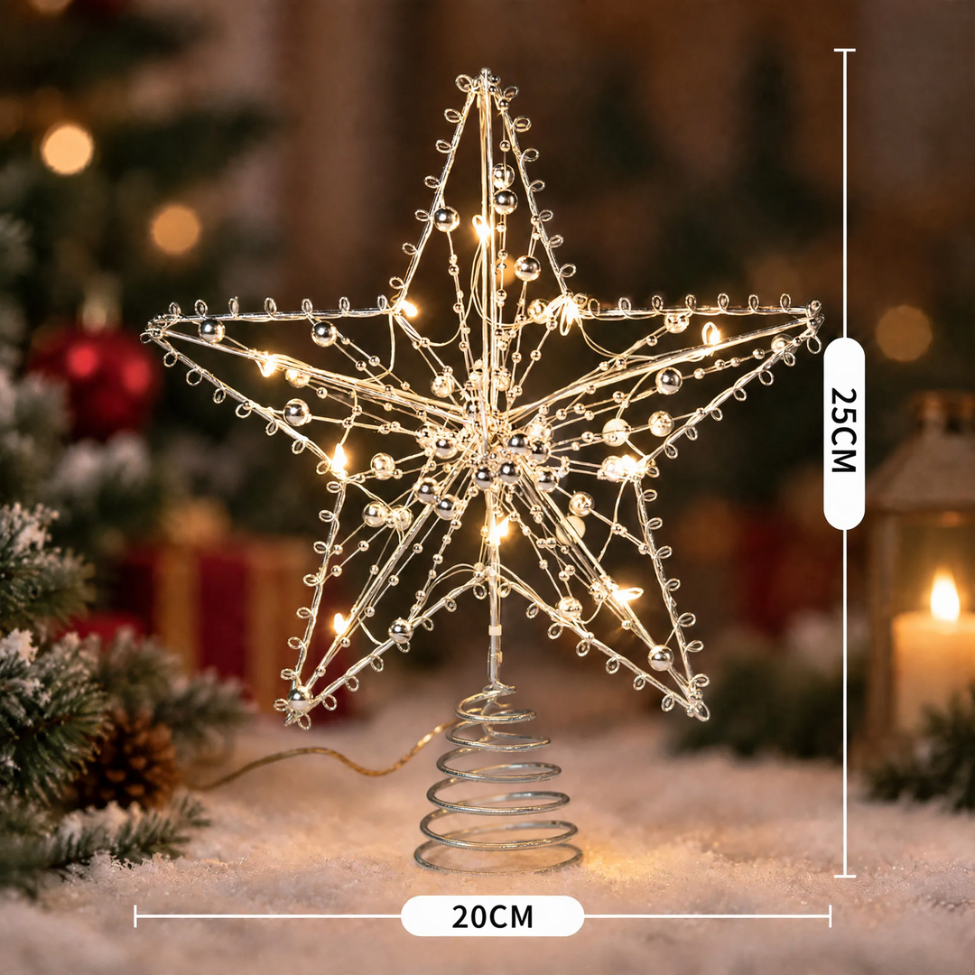 LED-Weihnachtsbaumspitze, Stern aus Eisenkunst