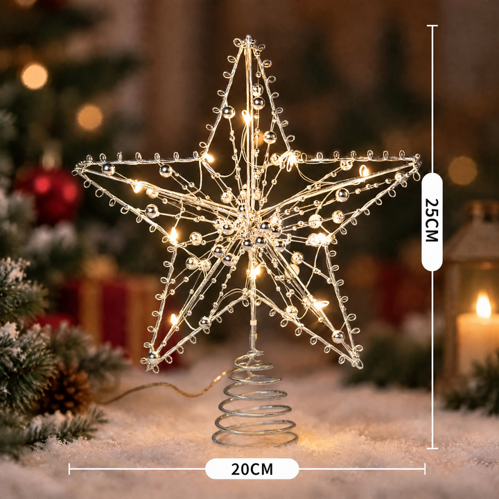 LED-Weihnachtsbaumspitze, Stern aus Eisenkunst