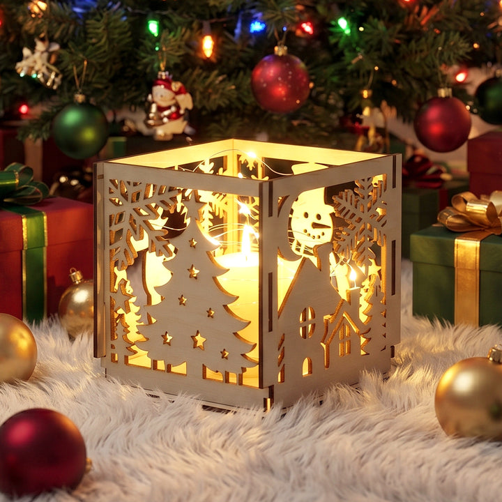 Weihnachtliche Holz-Lampenschirm-Dekoration