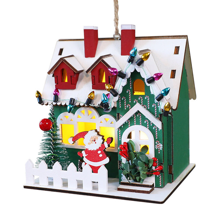 Dekoratives Holz-Weihnachtshaus als Hängeschmuck oder Aufsteller
