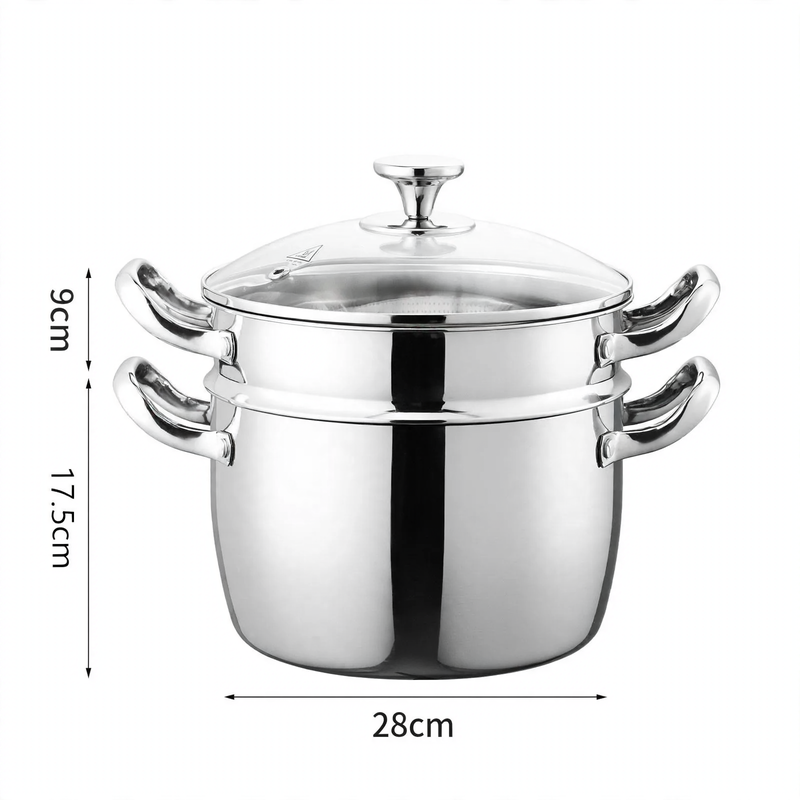 Edelstahl-Suppentopf 24 cm mit Glasdeckel