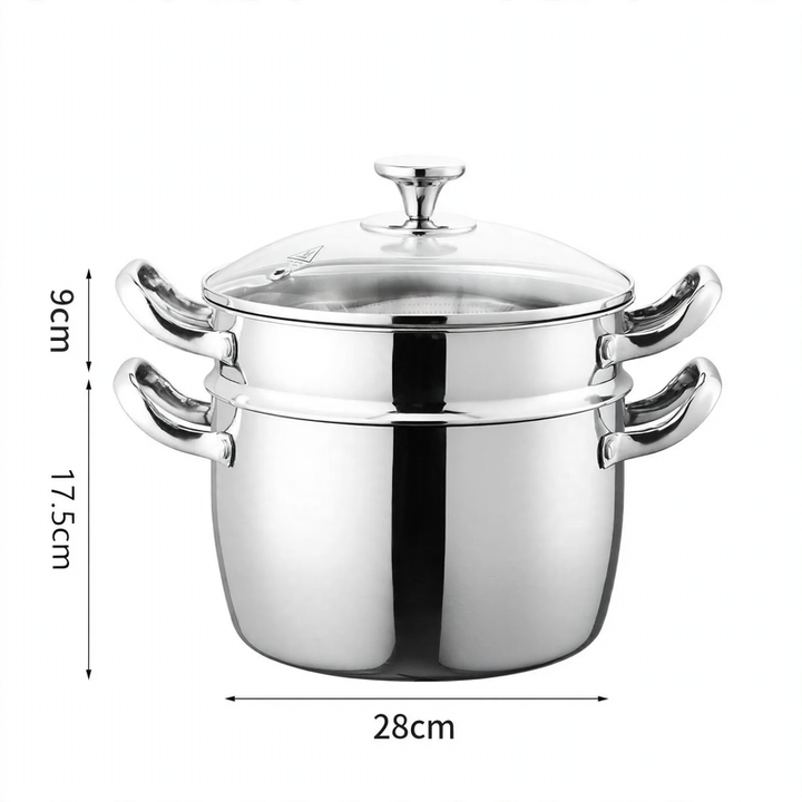 Edelstahl-Suppentopf 24 cm mit Glasdeckel