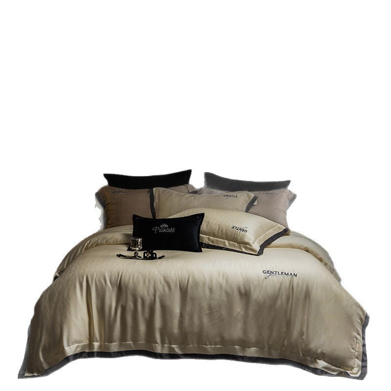 Lyocell-Bettwäsche-Set, 4-teilig, Bettüberwurf, elegant