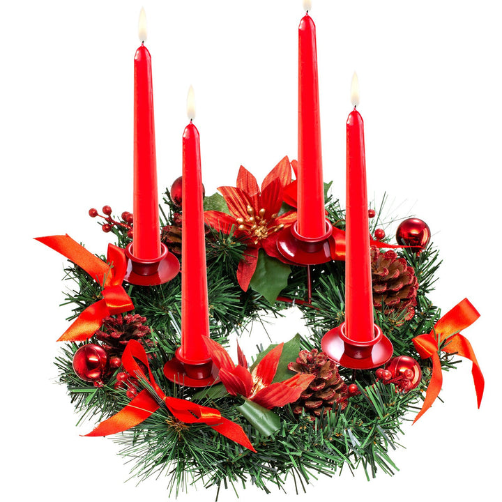 Weihnachtlicher Adventskranz mit roter Schleife, 30 cm