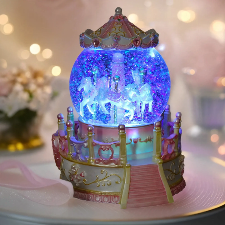 Kristall-Spieluhr mit Karussell-Design