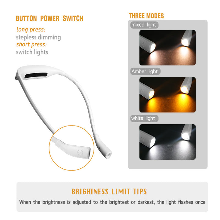 LED-Nackenleselampe, 3 Farbtemperaturen, dimmbar