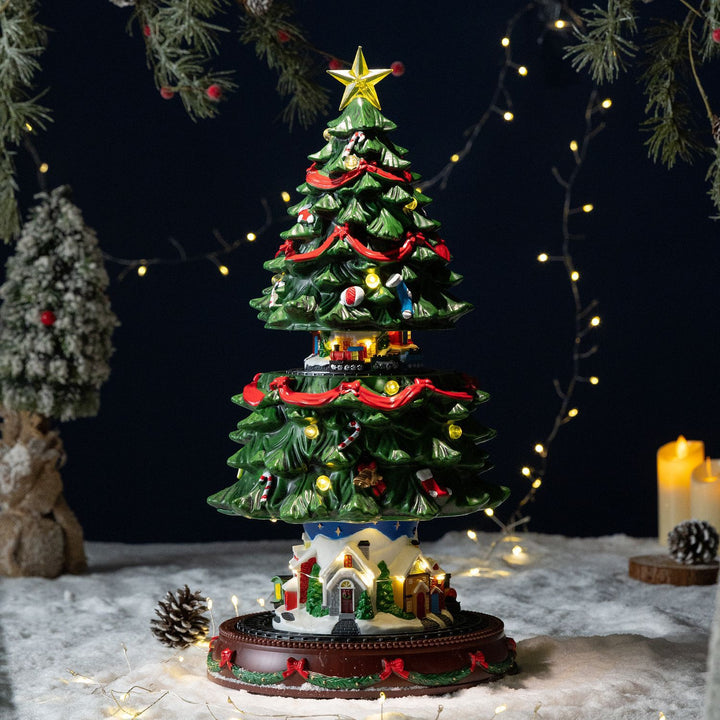 Weihnachtsbaum-Spieluhr mit Dreh- und Hebefunktion