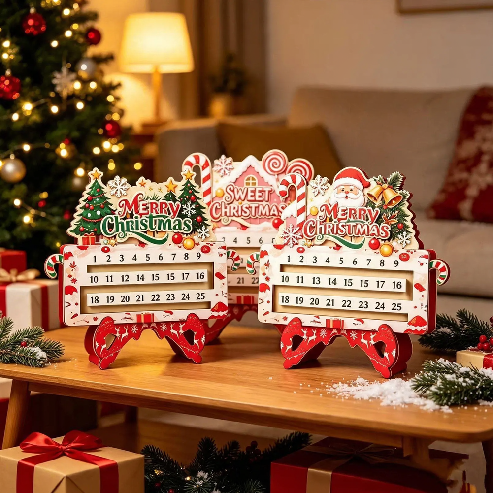 Holz-Adventskalender mit beweglichem Datumsmarker
