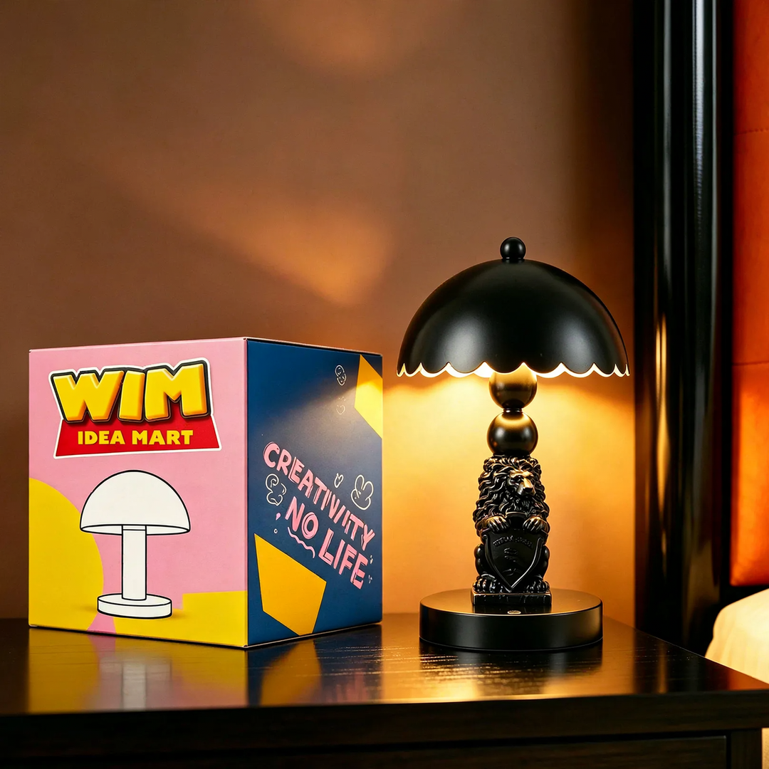 Schwarze Löwen-Pilz-Lampe mit Farbwechsel