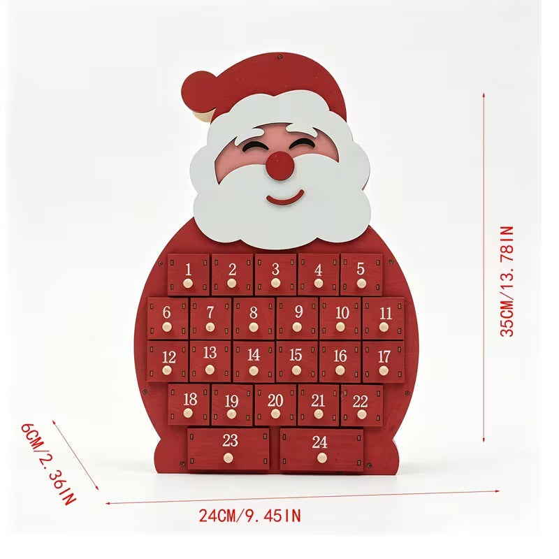 Weihnachts-Adventskalender aus Holz, 24 Fächer