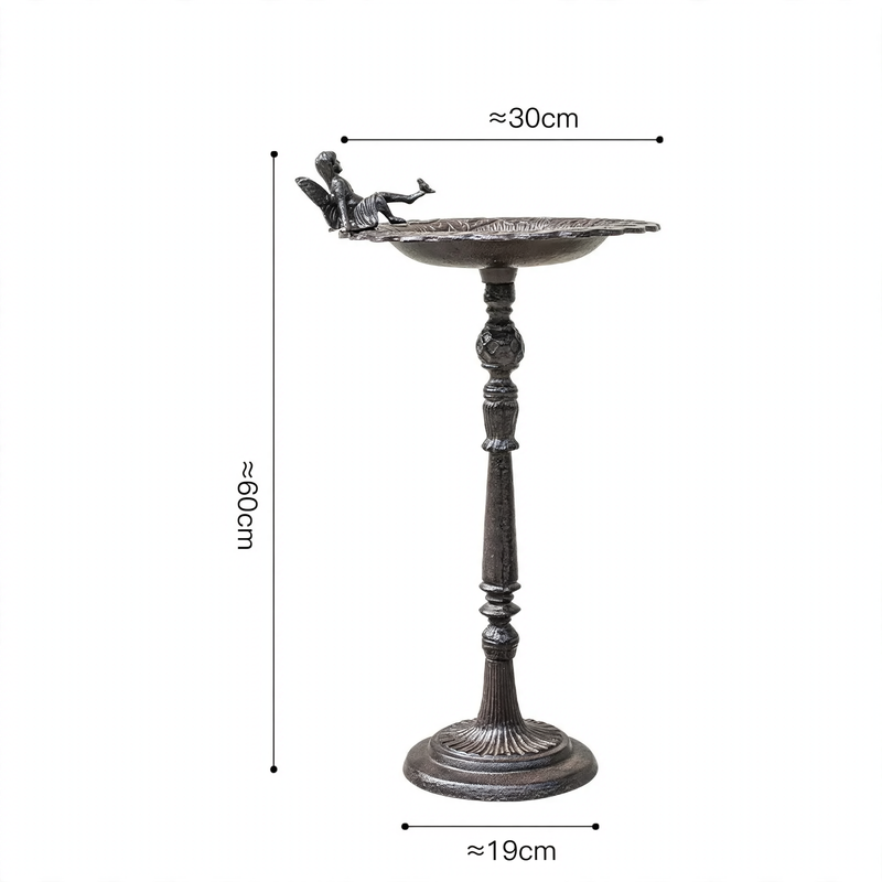 Stand-Vogeltränke aus Gusseisen, Engel-Design, Antik-Optik