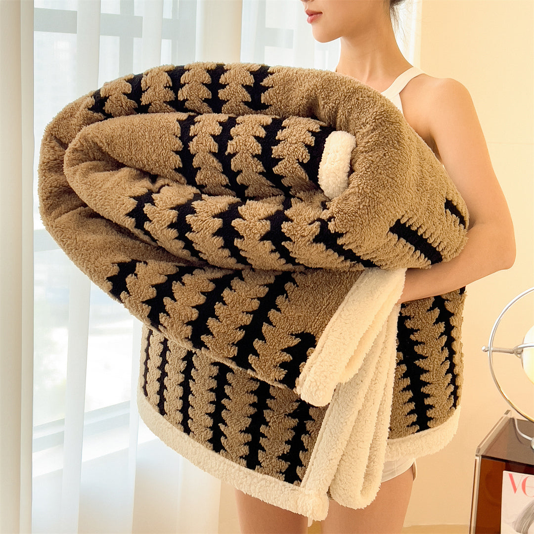 Milchfaser-Fleece Wohndecke, geometrisches Muster, verschiedene Größen
