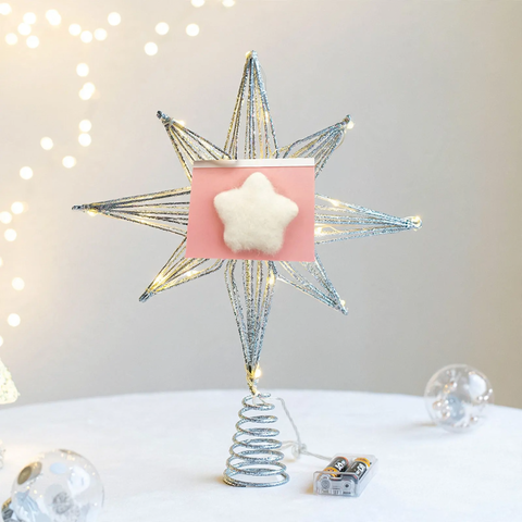 Beleuchteter Weihnachtsbaum-Spitzenstern aus Eisen