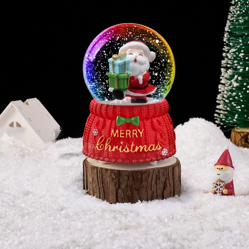 Weihnachtliche Schneekugel mit Licht und Musik