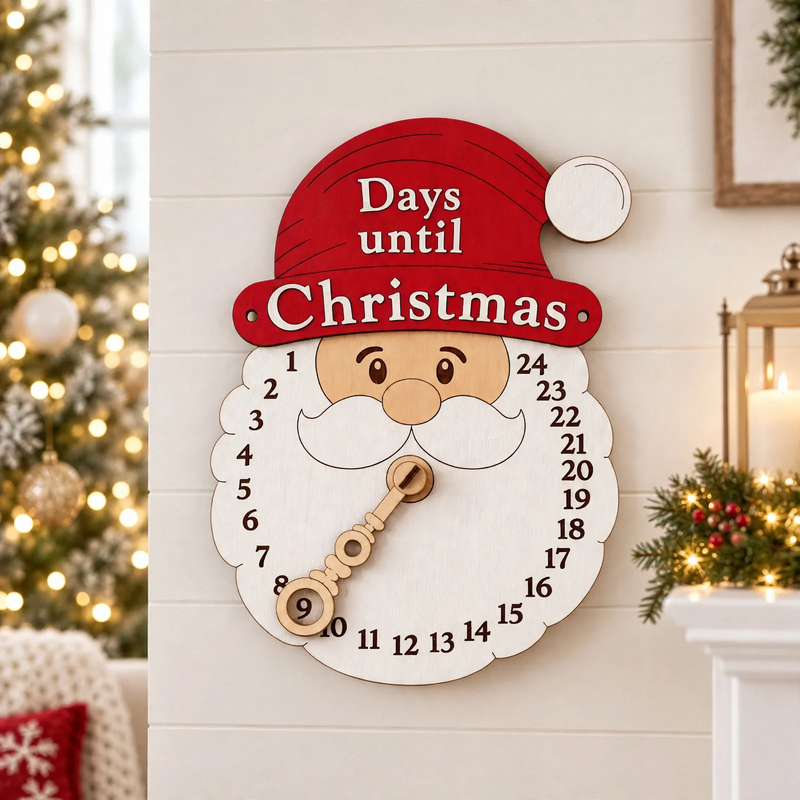 Weihnachts-Countdown-Schild aus Holz