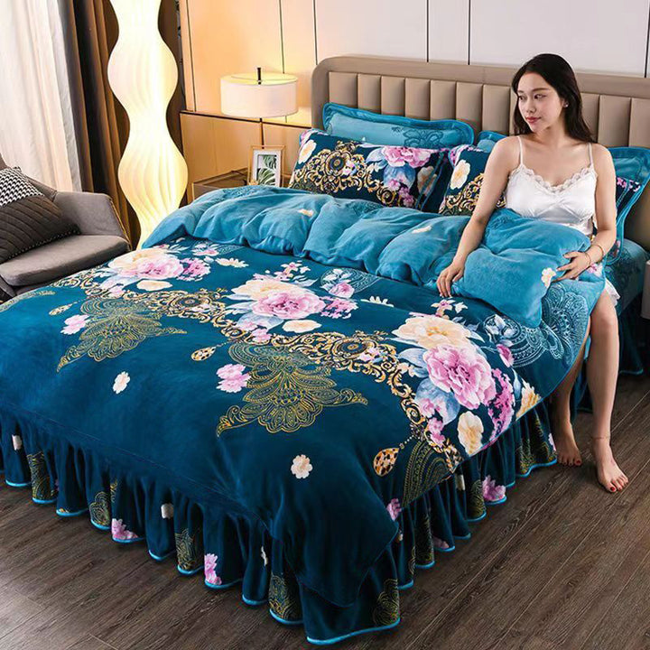 Dicke Milchfaser-Bettdecke mit Blumenmuster