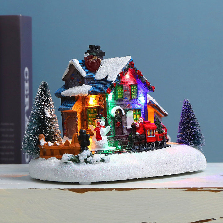 Beleuchtetes Weihnachts-Dorfhaus aus Kunstharz