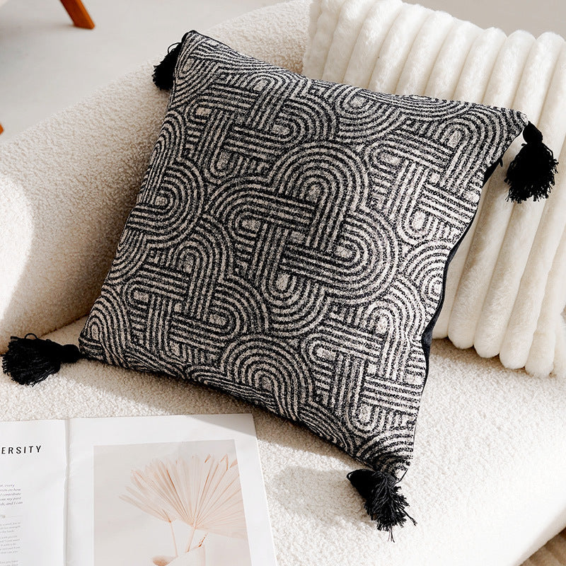 Dekokissen Jacquard, Creme und Schwarz