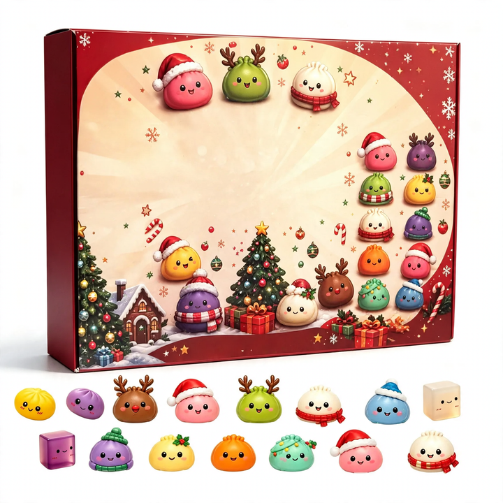 Weihnachts-Adventskalender mit 24 Quetschfiguren