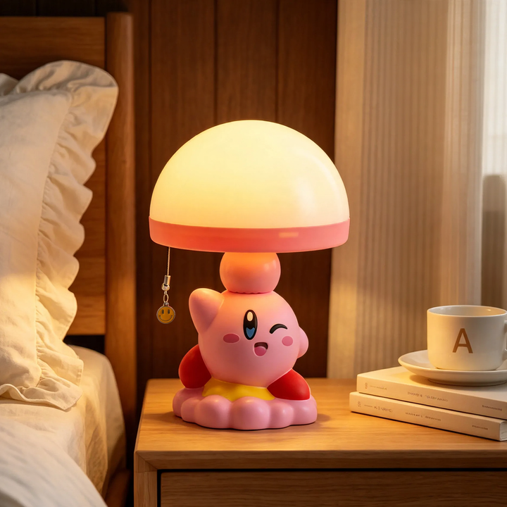 Kirby-Cartoon-Tischlampe mit Zugschalter