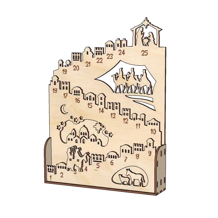 Beleuchteter Holz-Adventskalender für die Weihnachtszeit