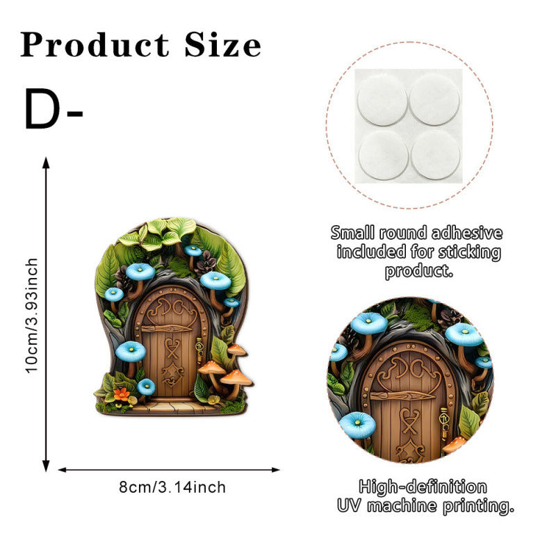 Dekorative 2D-Elfen-Tür aus Kiefernholz für Garten und Haus