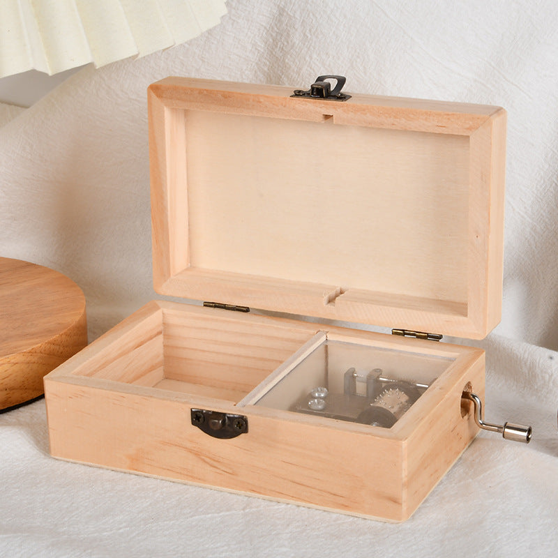 Holz-Spieluhr mit Handkurbel, modernes Design